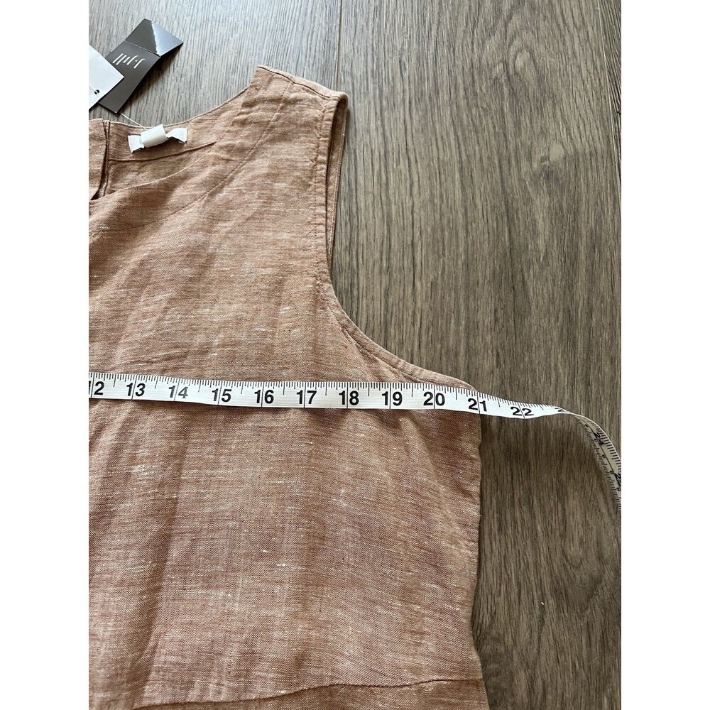 Pure J. Jill 100% Linen Sleeveless Midi Dress Terracotta Minimalist Petite Large - Picture 12 of 15